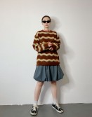 Caramel Zip Stripe Knit with Beanie  #241256